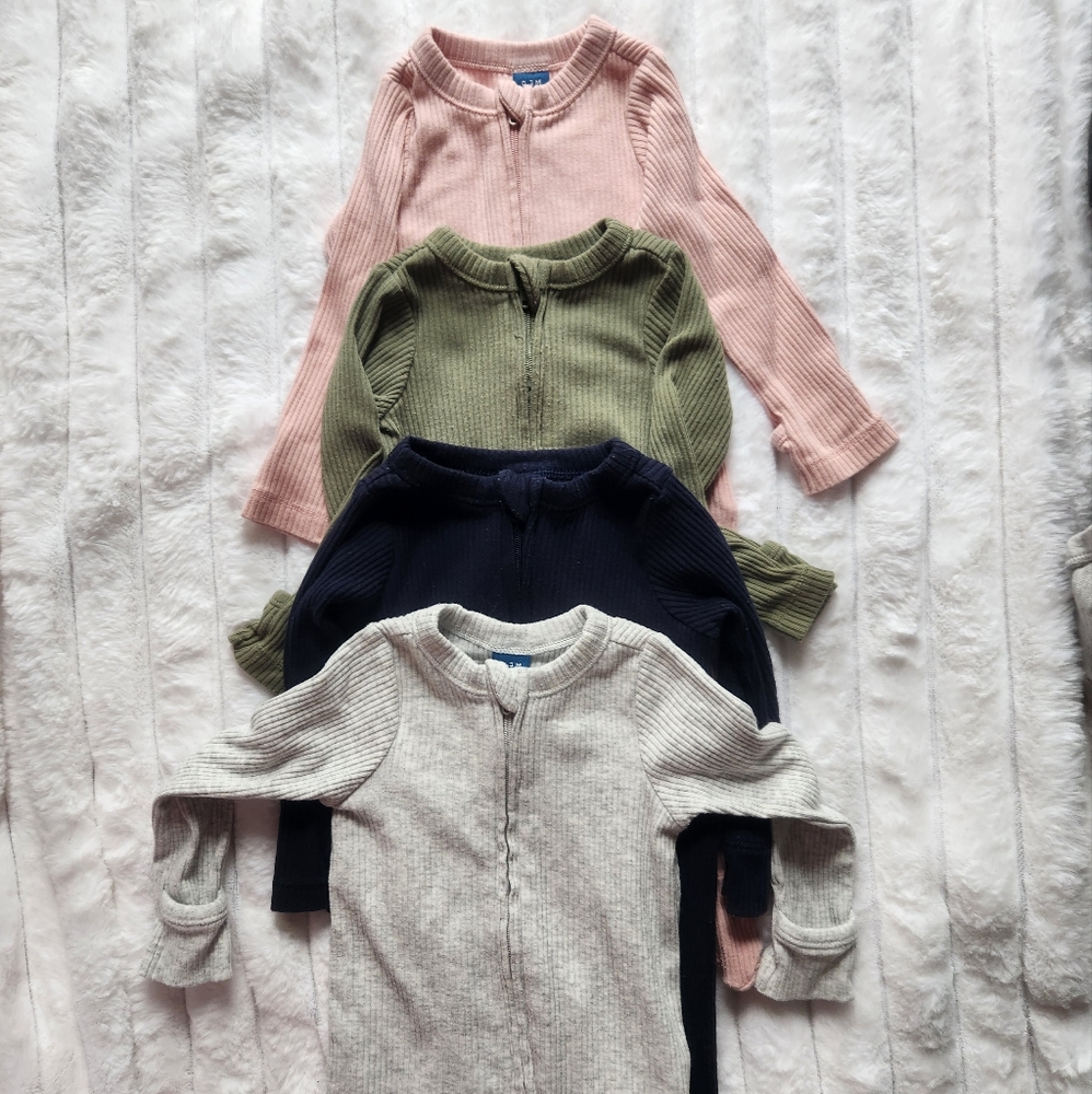 Bundle of 4 Unisex 2-Way-Zip Sleep & Play Footed One-Piece for Baby